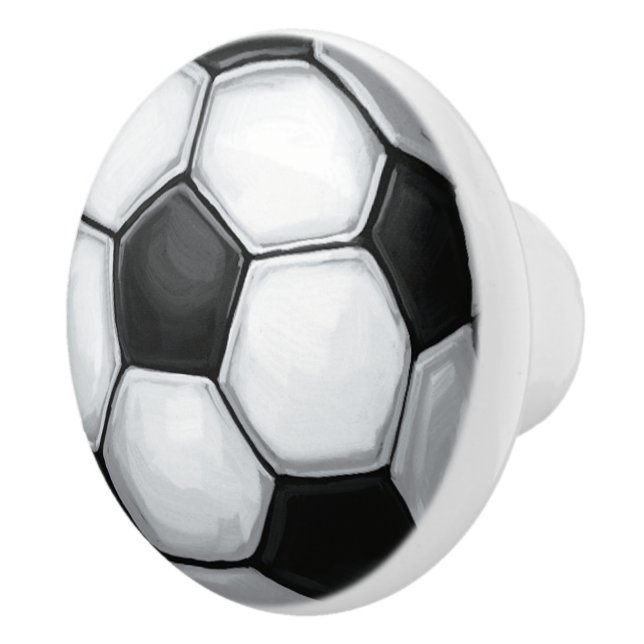 Black and White Soccer Ball Knopp (Höger)