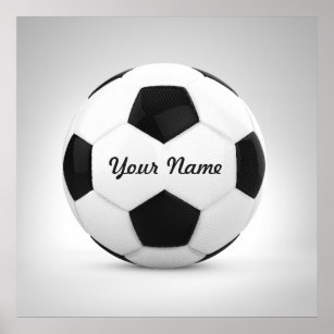 Black and White Soccer Ball Personlig Namn Poster