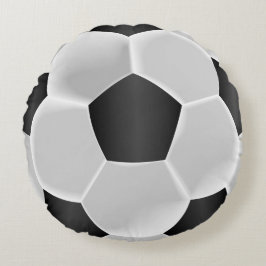Black and White Soccer Ball Rund Kudde