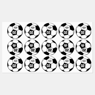 Black and White Soccer Ball Sports Monogram Klistermärke