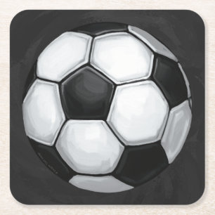 Black and White Soccer Ball Underlägg Papper Kvadrat