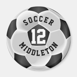 Black and White Soccer Sport Boll Magnet
