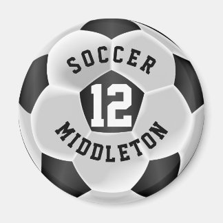 Black and White Soccer Sport Boll Magnet