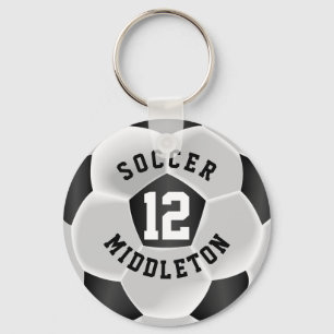 Black and White Soccer Sport Boll Nyckelring