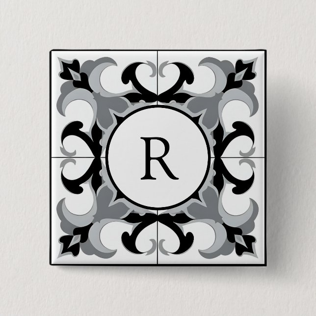 Black and White Spanish Style with Initial  Knapp (Framsida)
