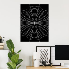 Black and White spindelnät Halloween art Poster