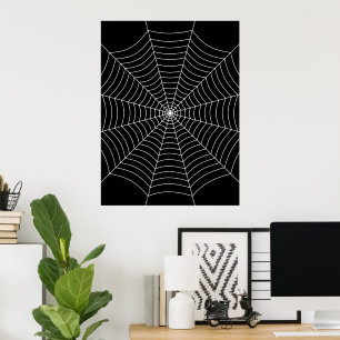 Black and White spindelnät Halloween art Poster