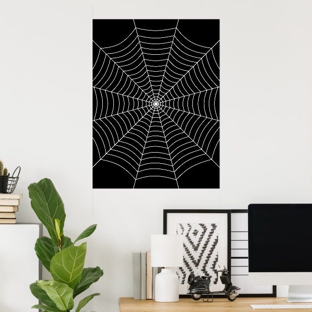 Black and White spindelnät Halloween art Poster (Hemmakontoret)