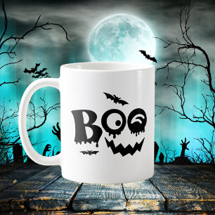 Black and White Spooky Boo Halloween Kaffemugg