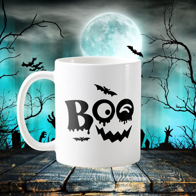 Black and White Spooky Boo Halloween Kaffemugg (Skapare uppladdad)
