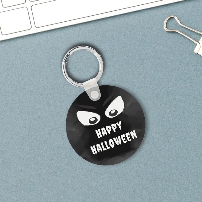 Black and white Spooky Halloween Custom Nyckelring (Happy Halloween Black and White Custom Keychain,)