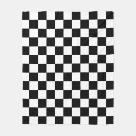 Black and White Squares Checkered Blanket Fleecefilt
