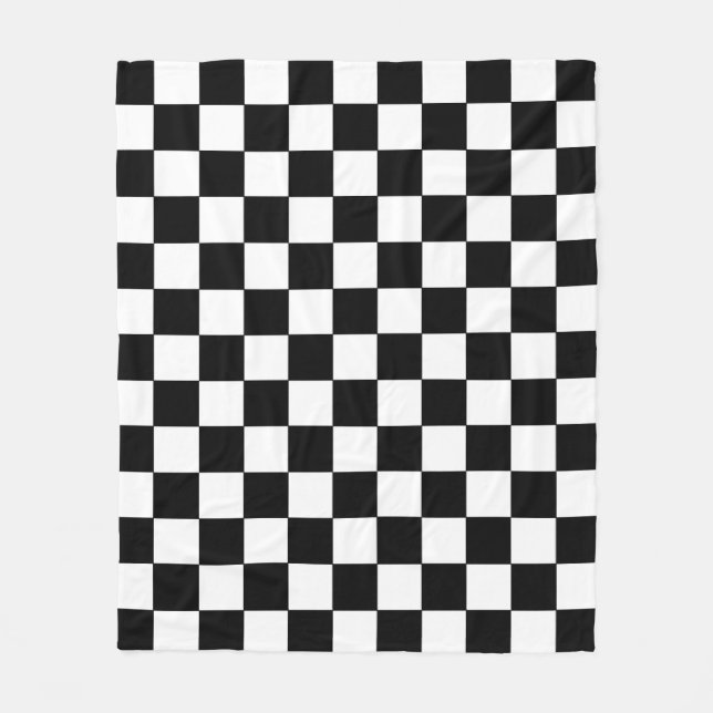Black and White Squares Checkered Blanket Fleecefilt (Framsidan)