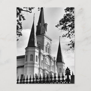 Black and White St. Louis Cathedral New Orleans Vykort