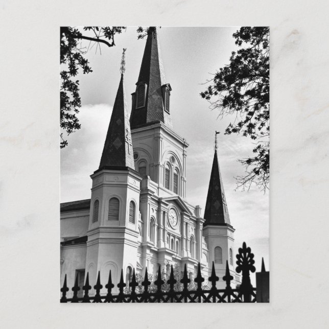 Black and White St. Louis Cathedral New Orleans Vykort (Framsida)