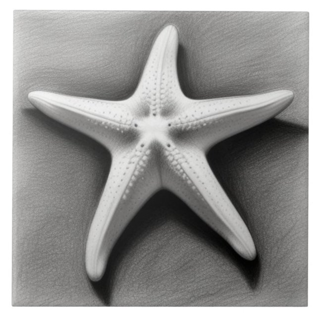 Black and White Starfish Kakelplatta (Framsidan)