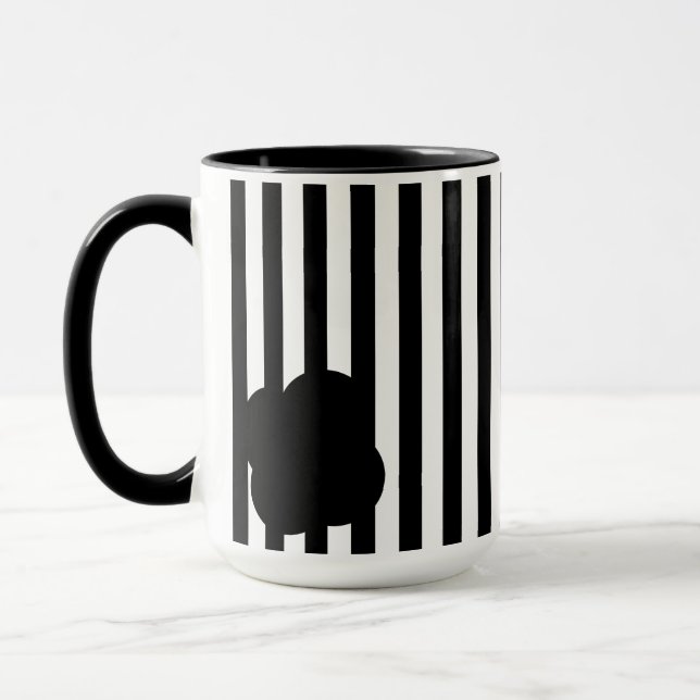 Black and White Stripe Two-Tone Mug Mugg (Vänster)