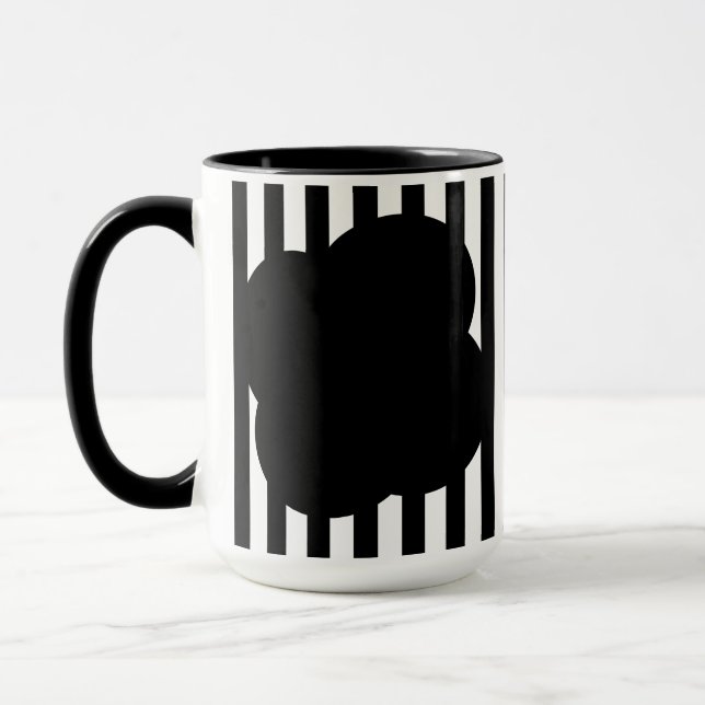 Black and White Stripe Two-Tone Mug  Mugg (Vänster)