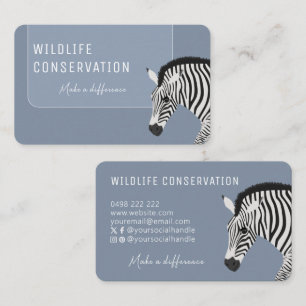 Black and White Stripe Zebra Blue Visitkort