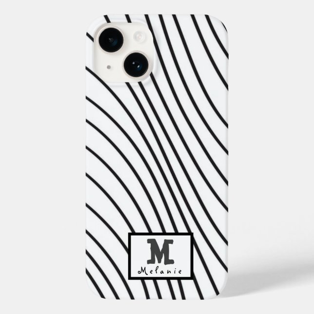 Black and white striped Abstract minimal Monogram  (Baksida)