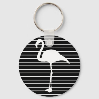 Black and White Striped Flamingo Nyckelring