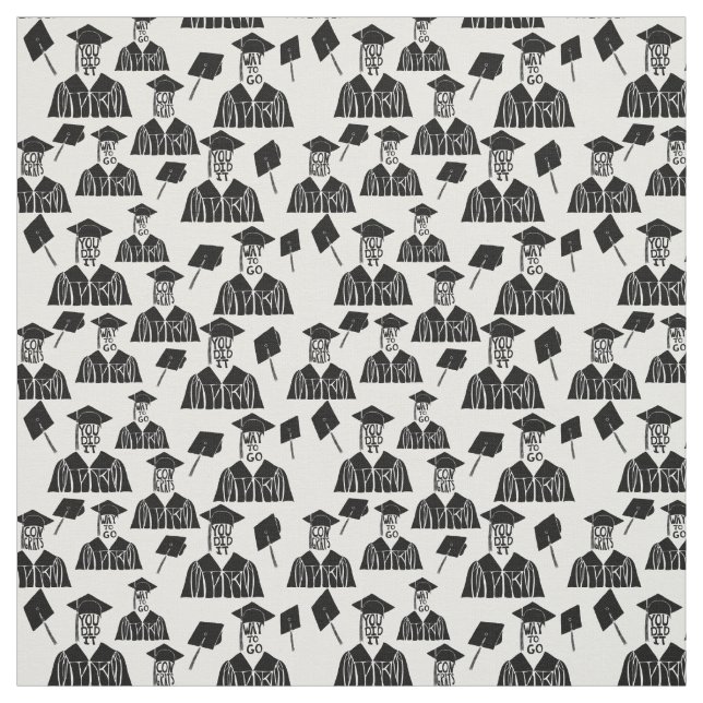 Black and White-Studentmössor och GOwer Tyg (Provkarta)