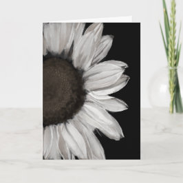 Black and White Sunflower Greeting Card Kort