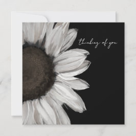 Black and White Sunflower Thinking Of You Card Kort