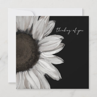 Black and White Sunflower Thinking Of You Card Kort
