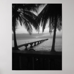 Black and White Sunset i Dominica Poster