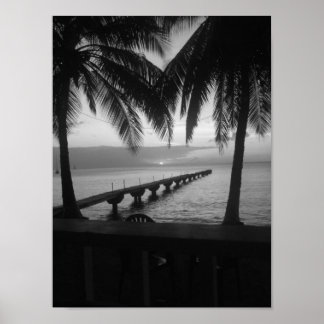 Black and White Sunset i Dominica Poster