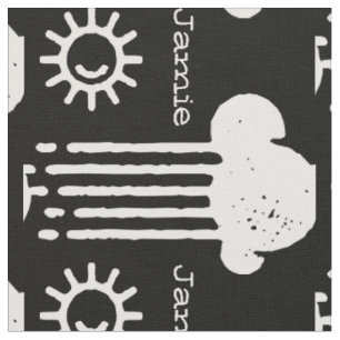Black and White Sunshine Rain Cloud Personlig Tyg