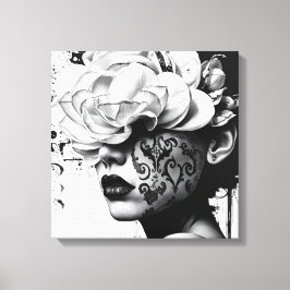Black and White Surreal Collage Porträtt Canvas