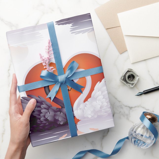 Black and White Svanar Presentpapper (Skapare uppladdad)