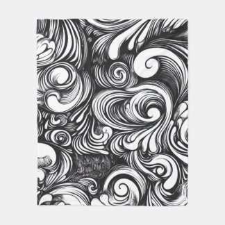 Black and White Swirl Mönster Fleecefilt