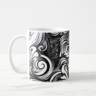 Black and White Swirl Mönster Kaffemugg