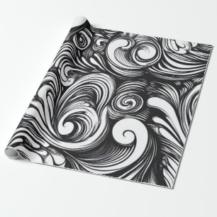 Black and White Swirl Mönster Presentpapper
