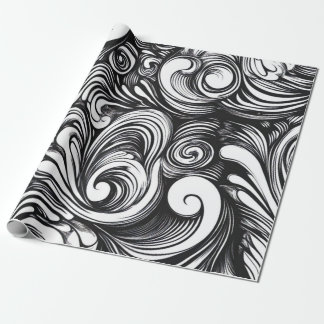 Black and White Swirl Mönster Presentpapper