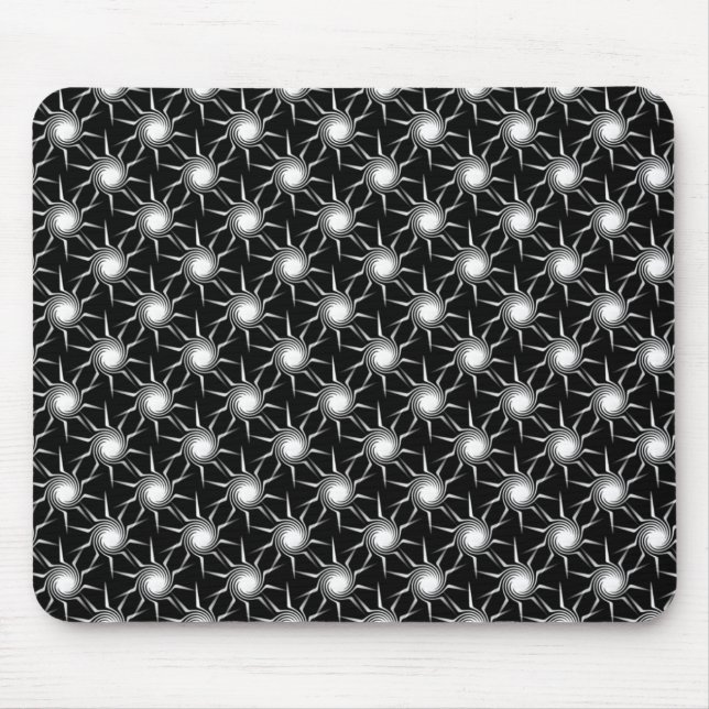 Black and White Swirling Sol Mousepad Musmatta (Framsidan)