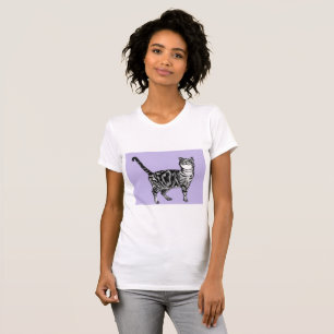 Black and White Tabby katt Girls Lila T Shirt Top
