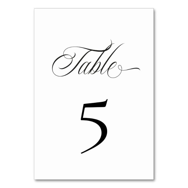 Black and White Table Number Card Bordsnummer (Framsidan)