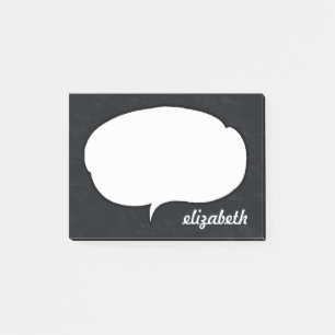 Black and White Talk Bubble Personlig Namn Post-it Block