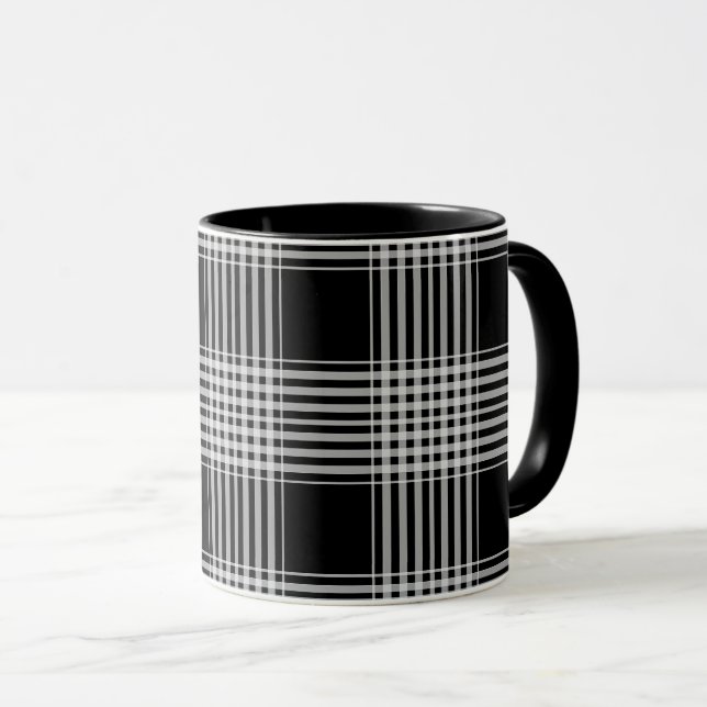 Black and White tartan plaid Mugg (Framsida höger)