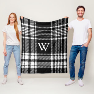 Black and White Tartan Play Fleecefilt