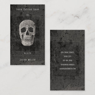 Black and White Tattoo Skull Tarot med gotin Vinta Visitkort