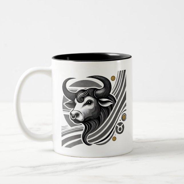 Black and White Taurus Zodiac Coffee Mugg (Vänster)