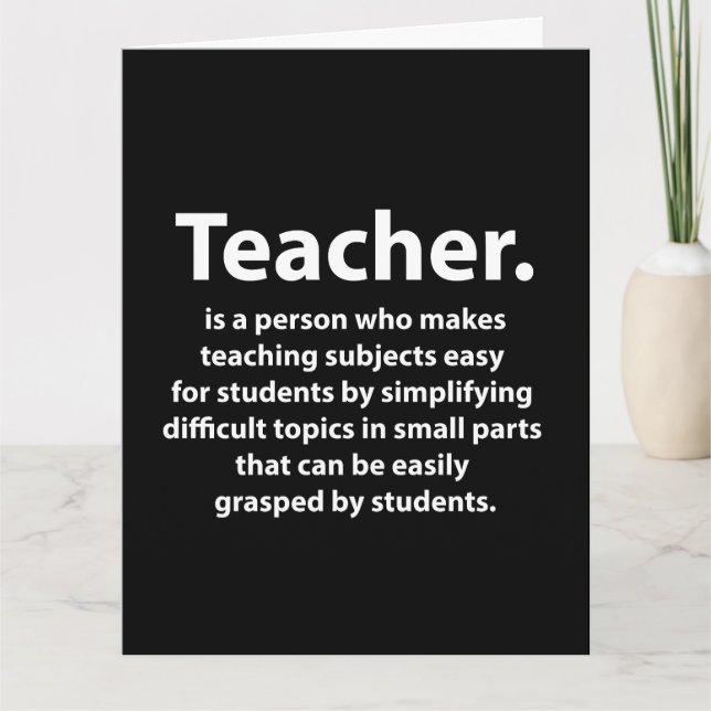 Black and White Teacher Appreciation  Kort (Framsida)