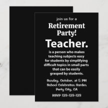 Black and White Teacher Retirement Party