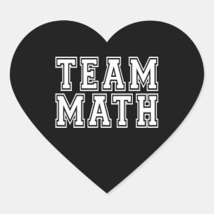 Black and White Team Math Hjärtformat Klistermärke