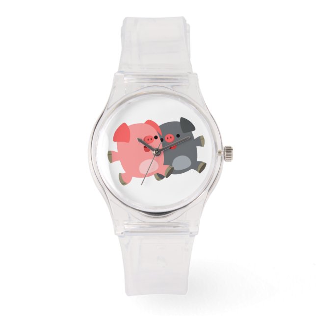 Black and White Tecknad Grisar Women Sporty Watch Armbandsur (Framsida)